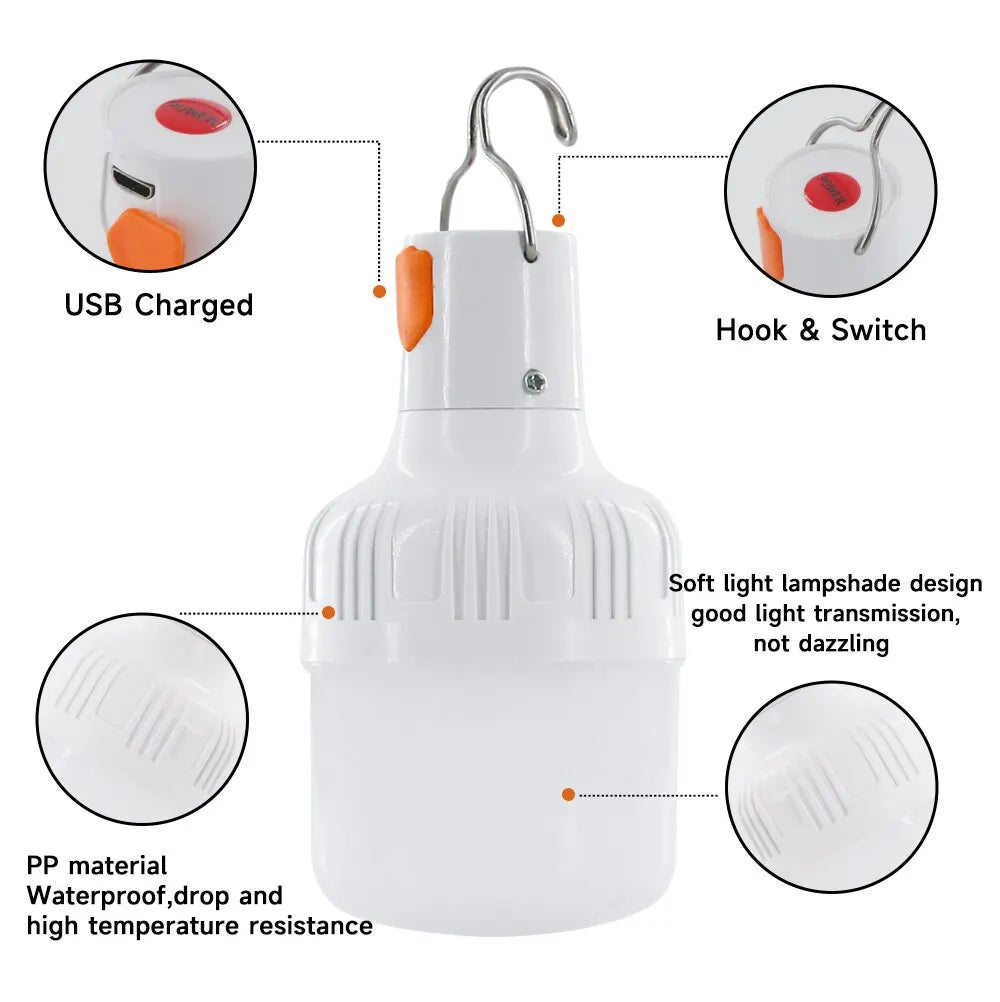 Outdoor USB Rechargeable LED Lamp Bulbs - High Brightness - Emergency Light - Portable Lantern - Night Lights
