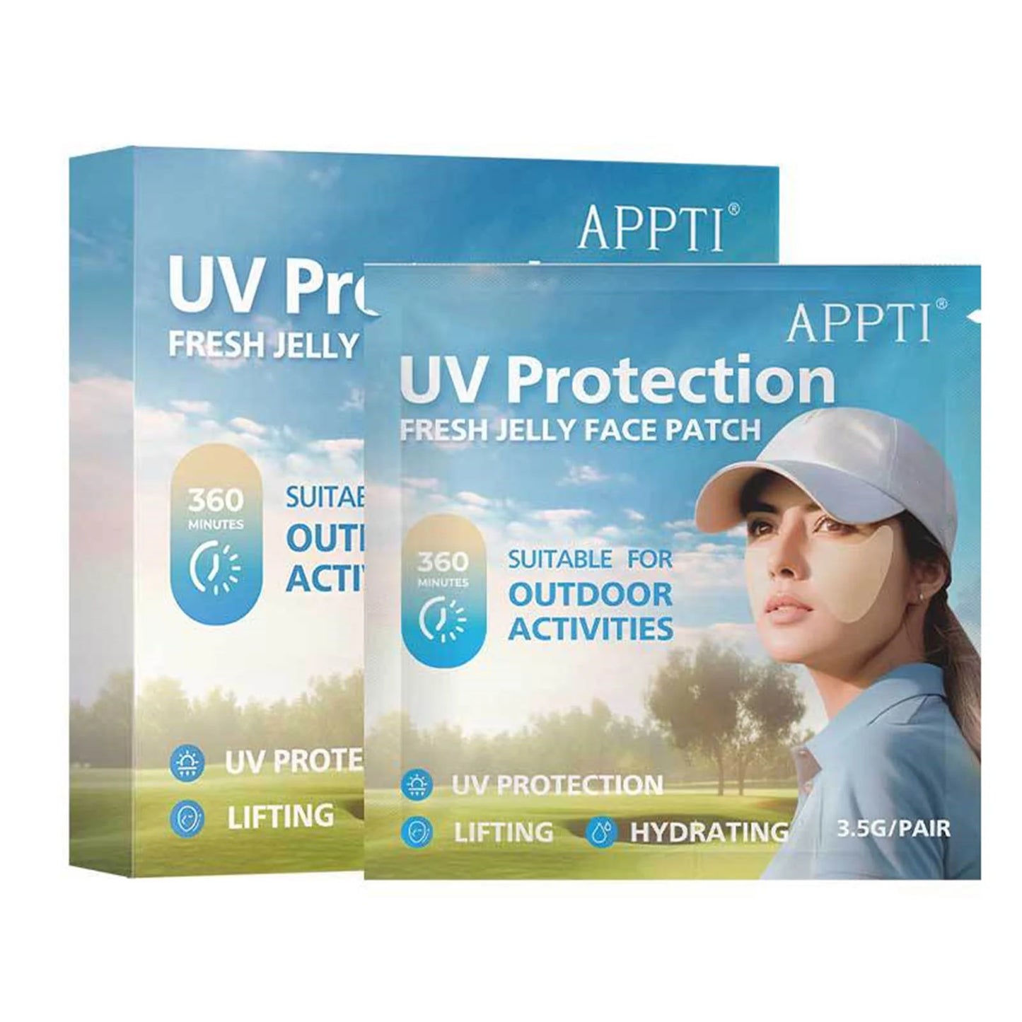 Golf Sunscreen Face Patches - Anti-Sweat Moisturizing UV Protection Stickers for Summer Outdoor Sports (5/10 Pairs)