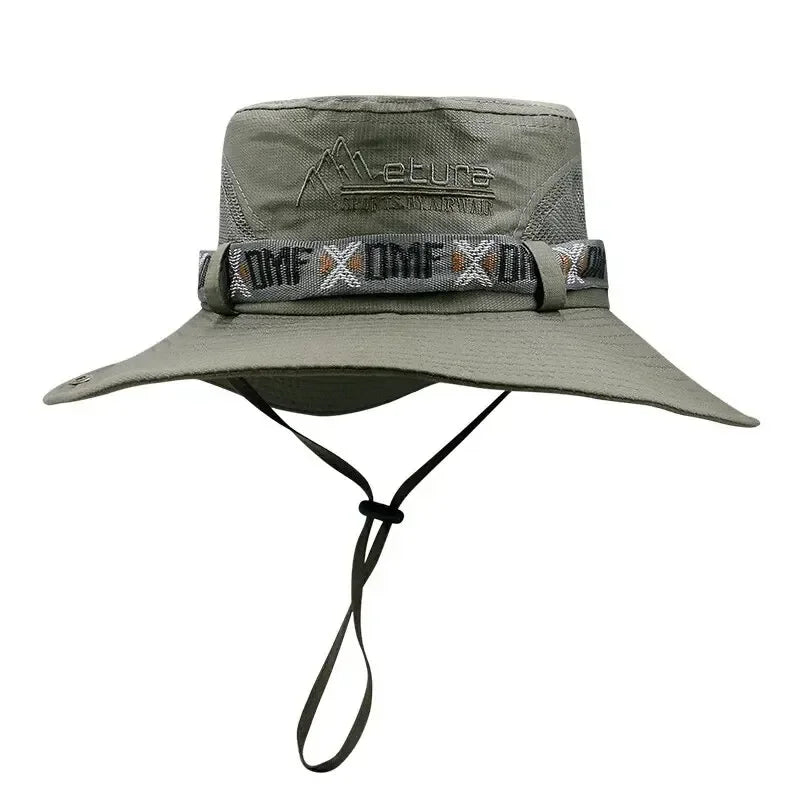 Men's UV Protection Wide Brim Bucket Hat - Outdoor Safari Hiking Mesh Fisherman Cap