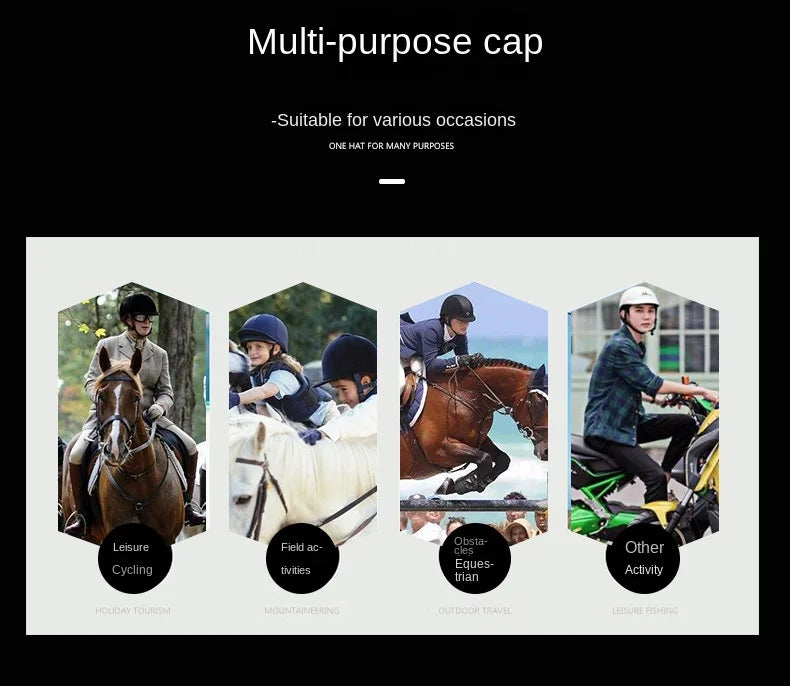 Adjustable Equestrian Riding Helmet - UltraLight Safety Hat with Removable Brim for Adults & Children (50-61cm)
