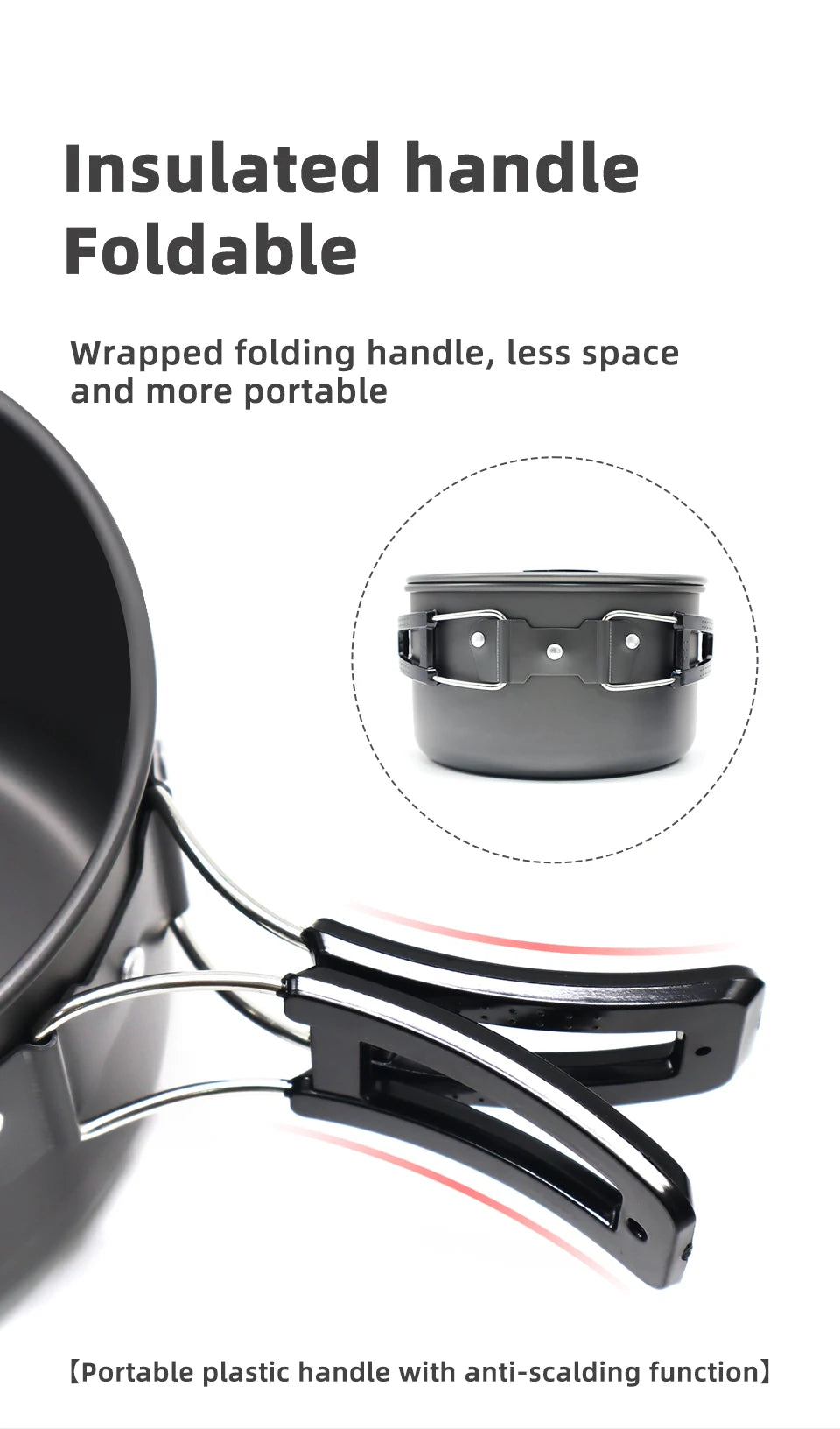 PACOONE Portable Camping Cookware Set - Complete Outdoor Cooking Kit with Pot, Kettle, Pan & Tableware for Hiking and Picnic