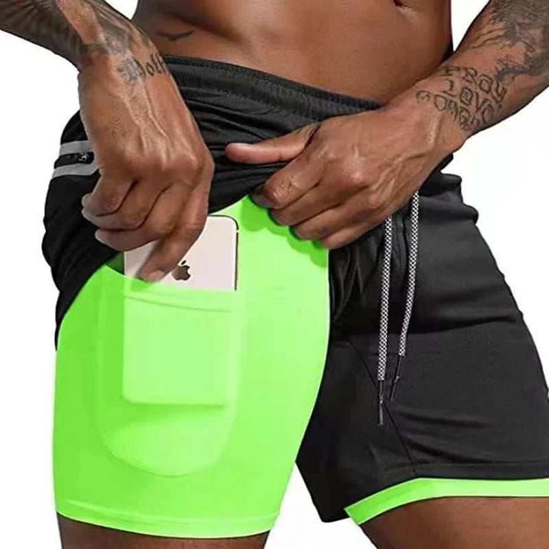 Men's 2-in-1 Compression Athletic Shorts - Double Layer Summer Fitness Training Shorts for Gym & Sports