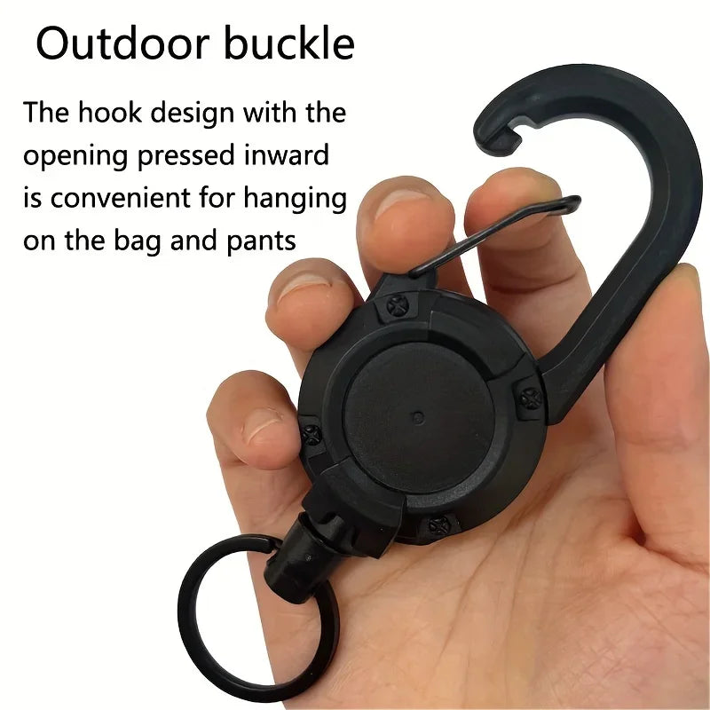 Heavy Duty Retractable Badge Reel Keychain with Carabiner Clip - Extendable Key Chain Holder for Men's Outdoor Bags (1/2/4 Pack Options)
