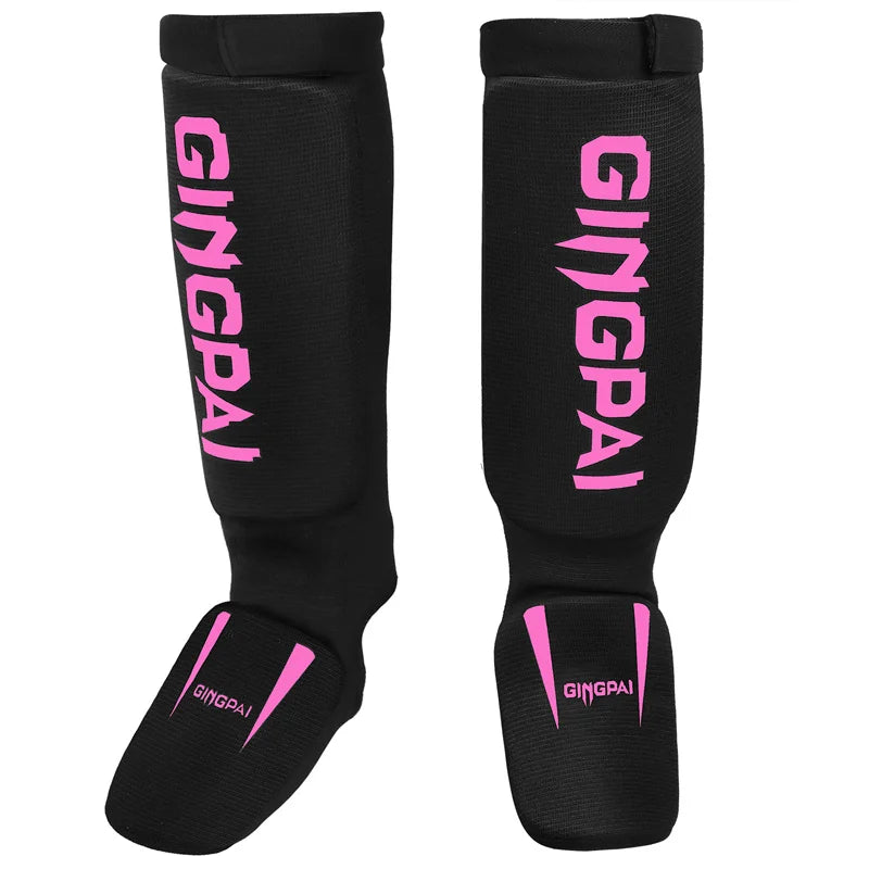 Cotton MMA Shin Guards - Boxing Kickboxing Foot Protection with Instep Ankle Support for TKD Muay Thai Training