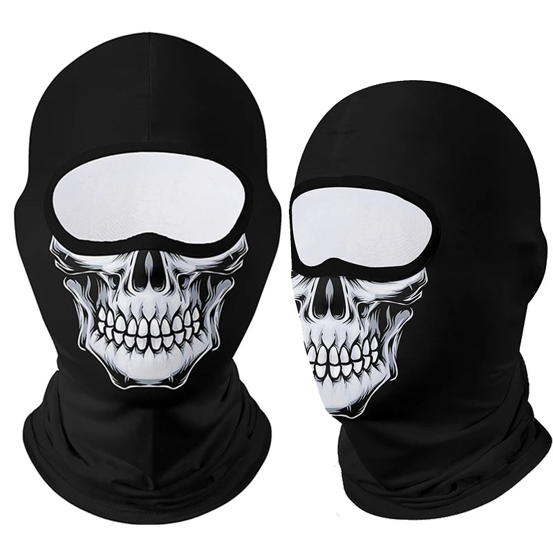 Full Face Balaclava Mask - Breathable Windproof UV Sun Protection - Moto Skull Ghost Clown Design for Summer Spring