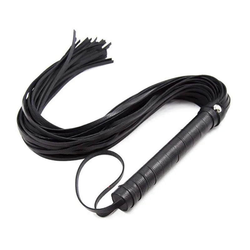 Black PU Leather Horse Riding Crop Whip - Equestrian Racing Equipment