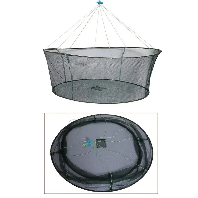 80CM Collapsible Drop Net - Multi-Purpose Fishing Trap for Shrimp, Crab, Prawn & Eel Catching with Loose Mouth Design