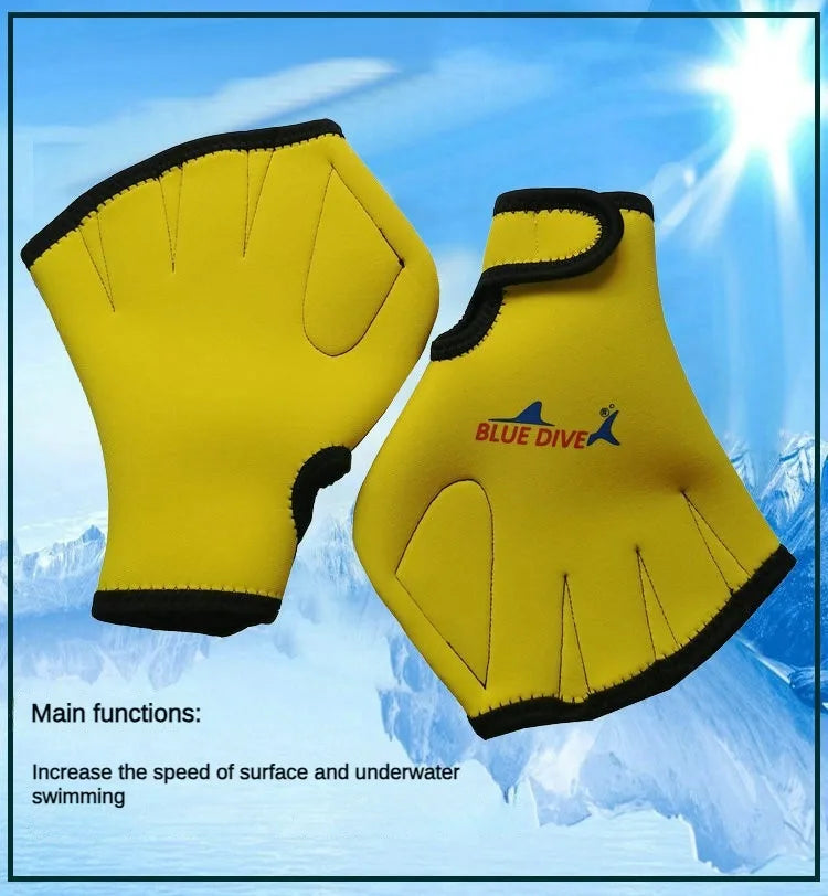 Swimming Training Webbed Gloves - Water Resistance Paddles for Aquatic Diving and Fitness