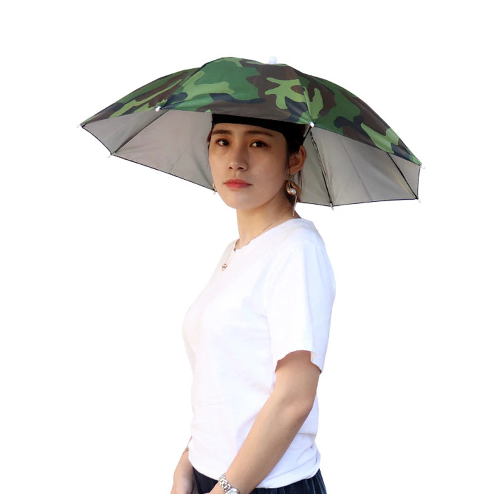 Foldable Umbrella Hat - Waterproof Hands-Free Rain & Sun Protection for Fishing, Camping & Beach (55-95CM Adjustable)