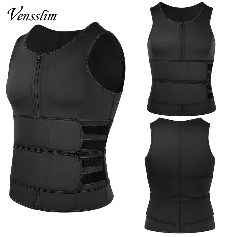 Men's Compression Body Shaper - Waist Trainer Vest with Sauna Sweat Technology for Fat Burning Workouts