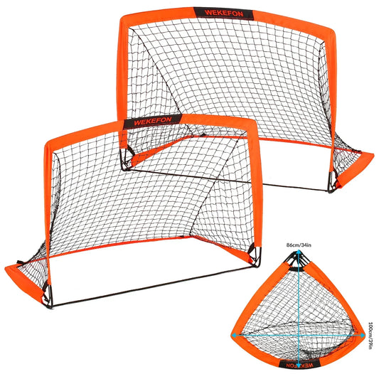 Soccer Goals Set of 2 - Size 3.6'x2.7' Portable Foldable Pop Up Soccer Net for Backyard Training Goal for Kids and Youth