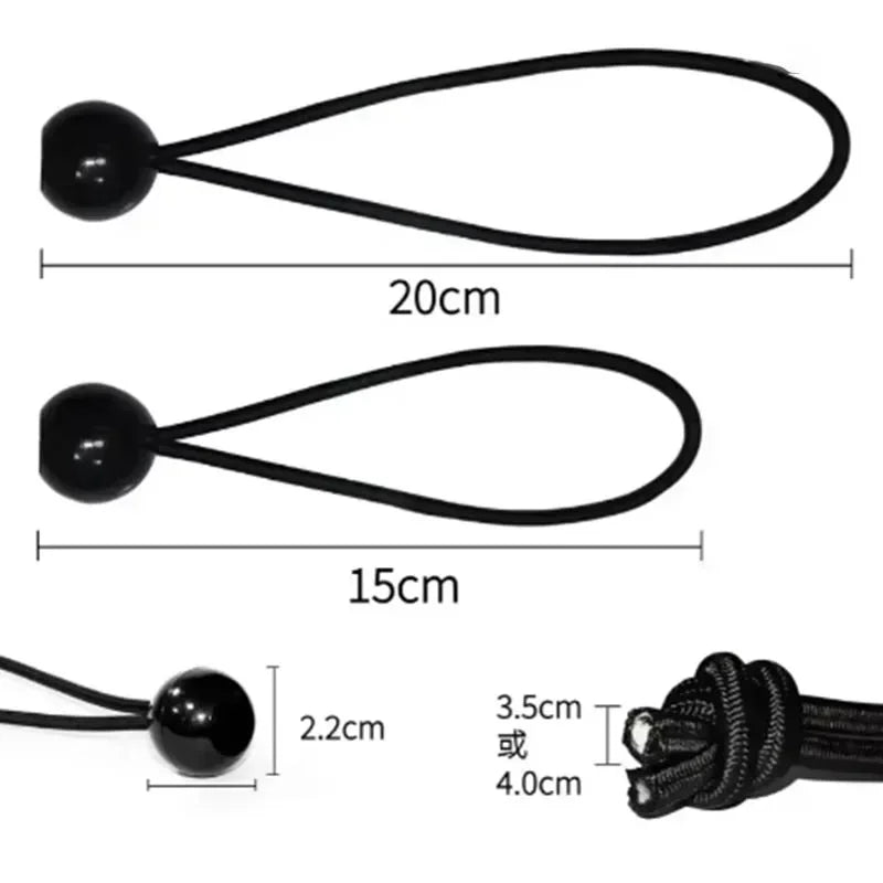 Elastic Bungee Ball Ties - 10 Pack Canvas Tarpaulin Cord Ends for Flagpole, Boat, Camping Tent & Outdoor Accessories