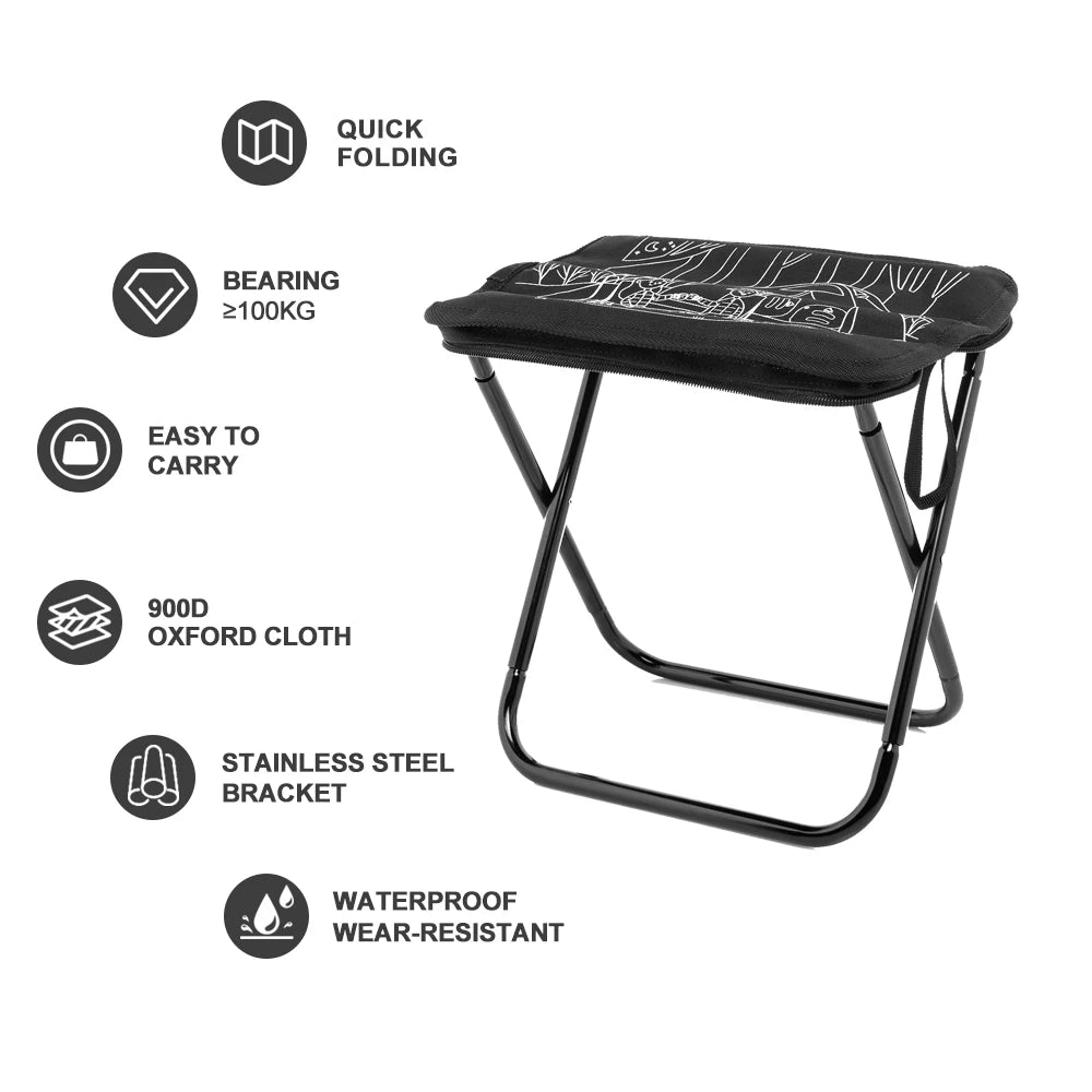 Portable Foldable Camping Chair - Lightweight Stainless Steel Outdoor Stool with Zipper Storage for Hiking, Fishing & Travel