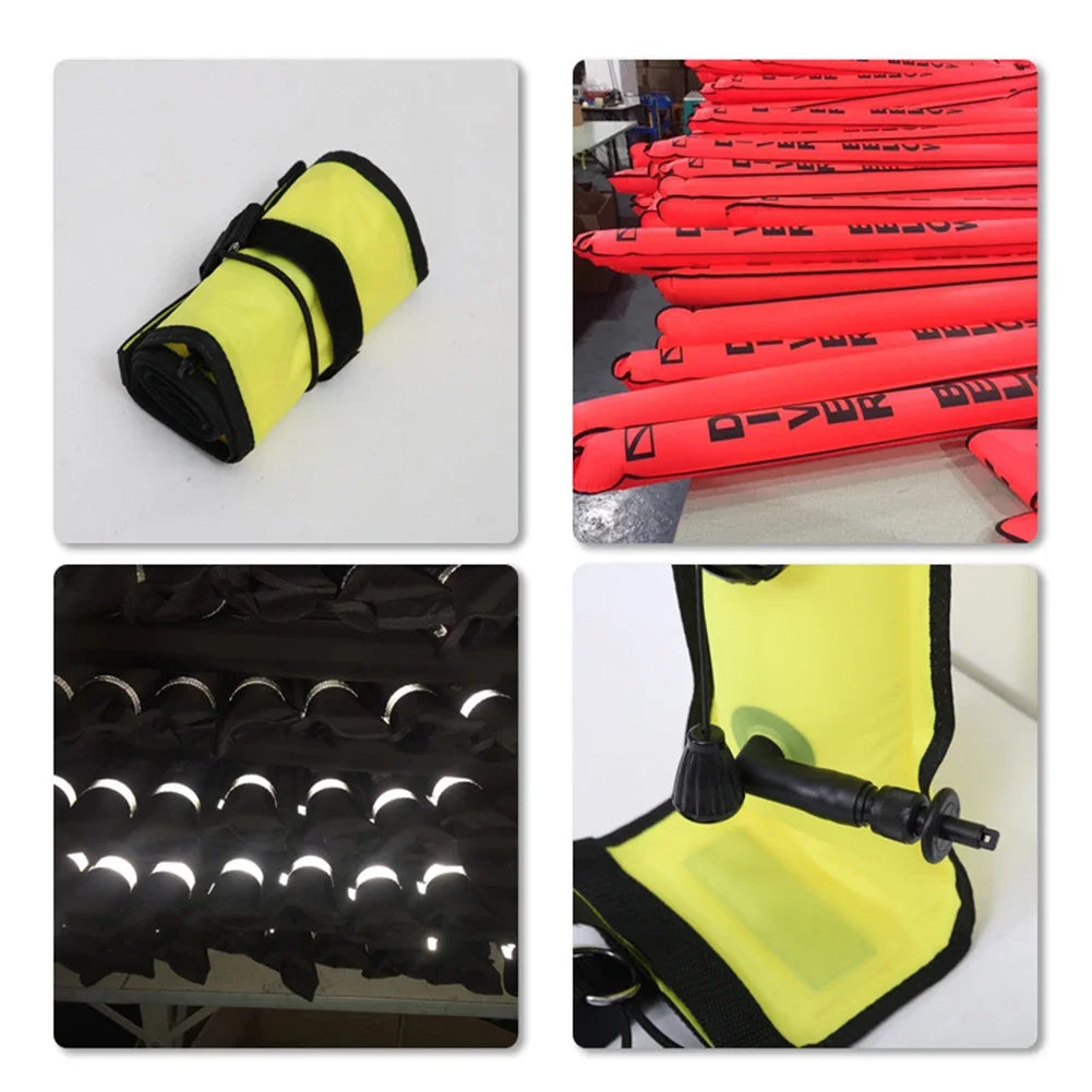 Professional Scuba Diving Safety Signal Tube - High Quality Inflatable Surface Marker Buoy (SMB) - 1.2M/1.5M/1.8M Diver Below Safety Sausage