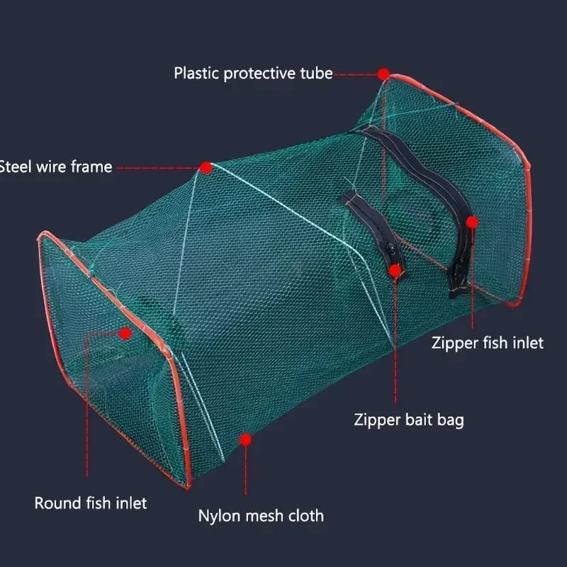 Collapsible Fish Cage Trap - 1pc Cast Net for Crab, Shrimp & Crayfish | Premium Fishing Tackle
