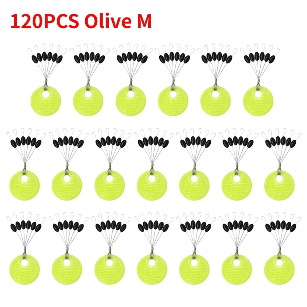 Fishing Line Space Beans Set - 60pcs (10 Groups) Rubber Stoppers, Oval & Long Column Shaped Vertical Bobber Tools