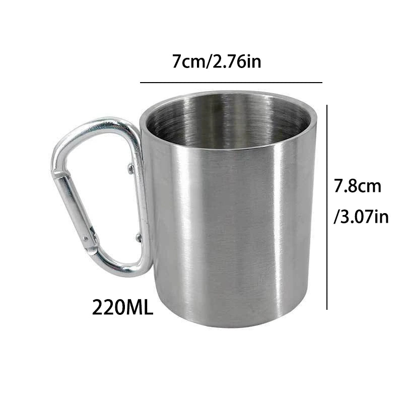 Portable Stainless Steel Water Bottle - 201 Grade Steel Outdoor Camping Travel Cup with Button Lid