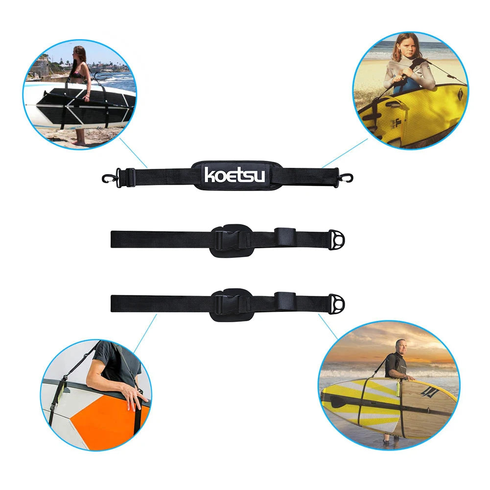 Adjustable Surfboard Shoulder Carry Strap - Stand Up Paddle Board Carrier Sling with Deck Bag