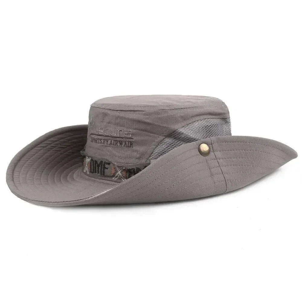 Men's UV Protection Wide Brim Bucket Hat - Outdoor Safari Hiking Mesh Fisherman Cap