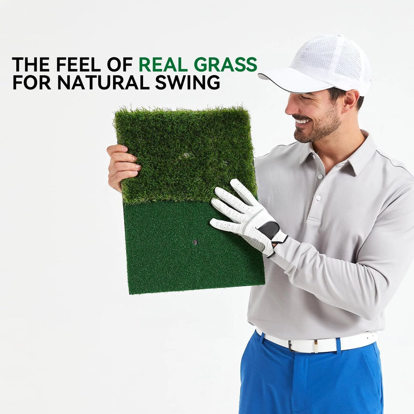 Portable Golf Practice Mat - Artificial Turf Hitting Mat with Tee Hole for Swing & Chipping Training (Backyard/Garage)