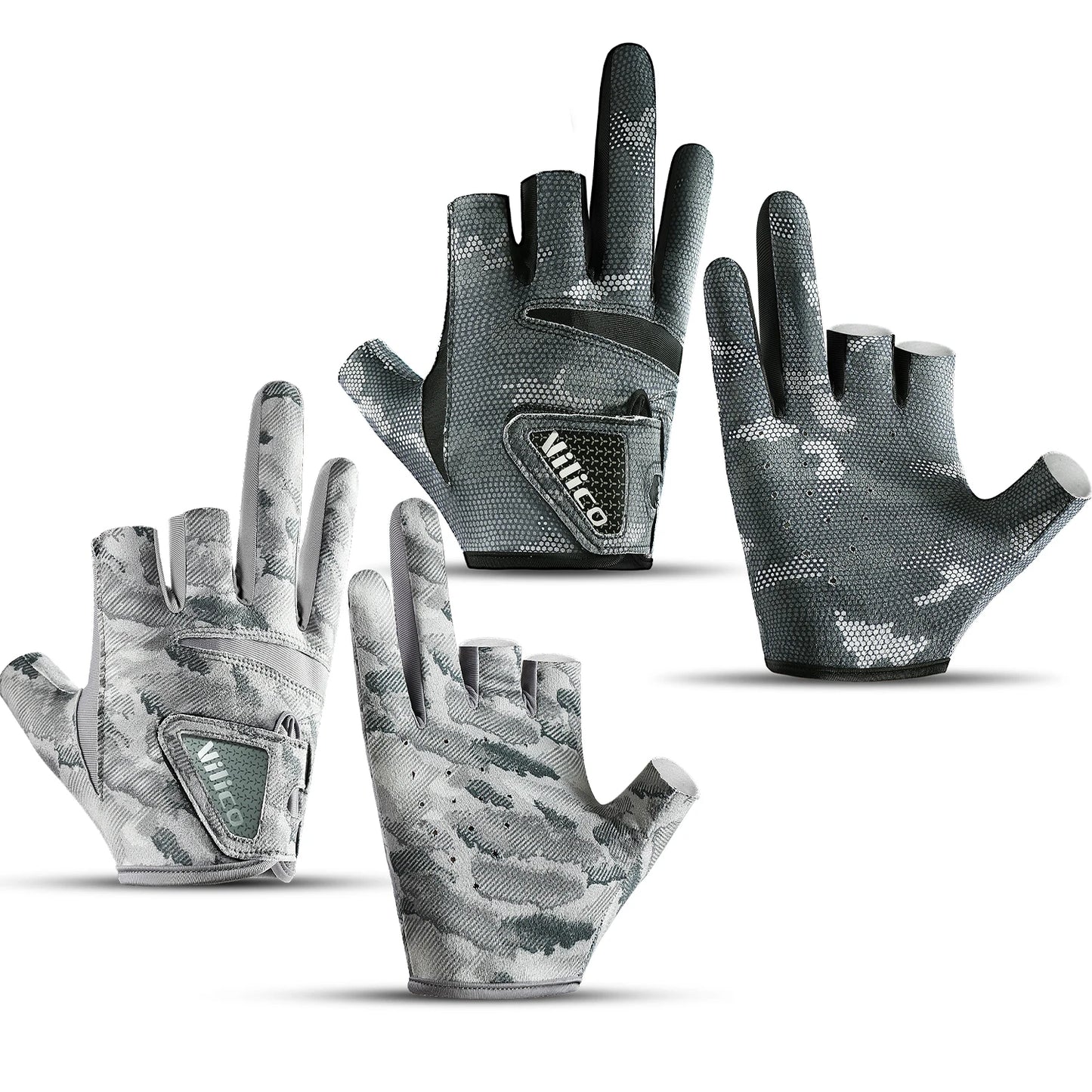 Men's Summer Fishing Gloves - Ice Silk Breathable Three-Finger Cut Design with UV Protection & Anti-Slip Grip (1 Pair)