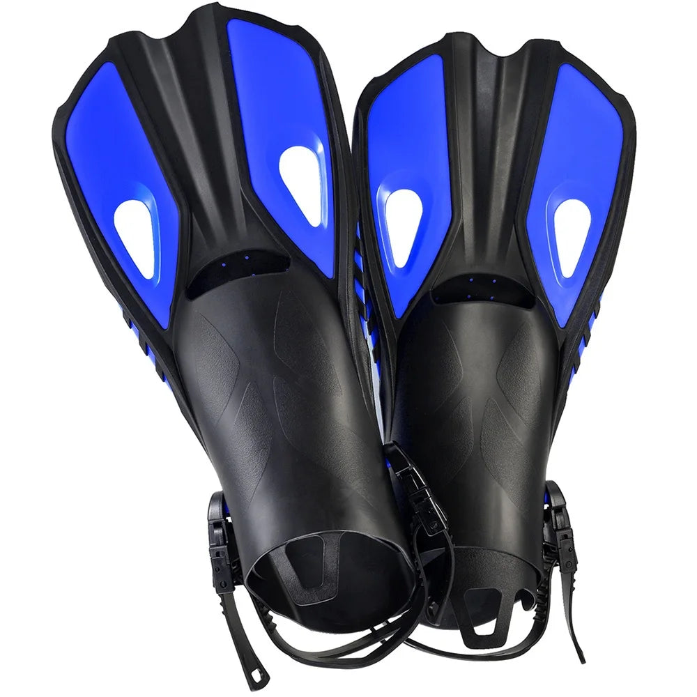 Adjustable Silicone Swimming Fins - Short Travel Diving Flippers with Open Heel Design for Adults, Youth & Kids