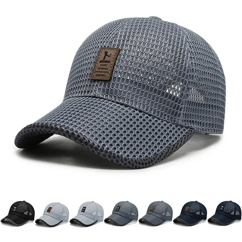 Men's Breathable Mesh Baseball Cap - Quick-Dry Anti-UV Sports Visor for Tennis, Golf & Hiking