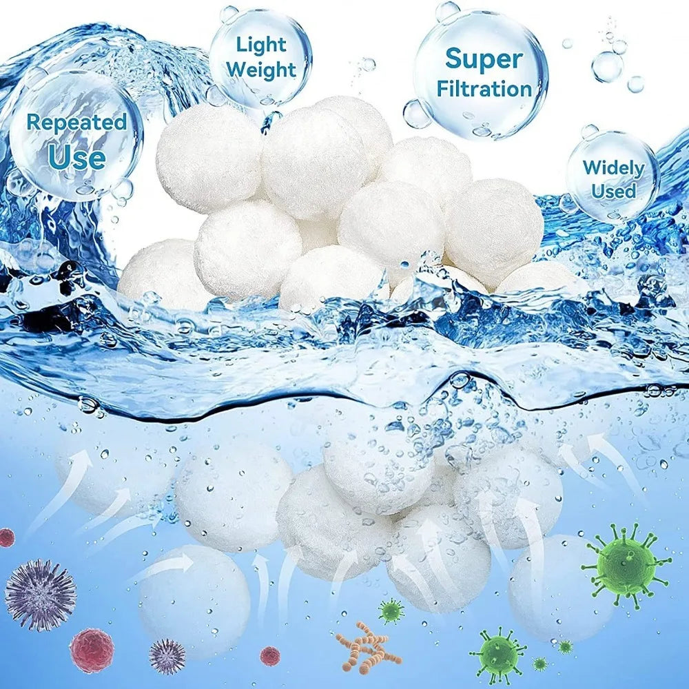 Multi-Weight Pool Filter Cleaning Spheres - 200g/300g/500g/700g Water Purification Fiber Balls for Swimming Pools, Aquariums & Sewage Treatment Systems