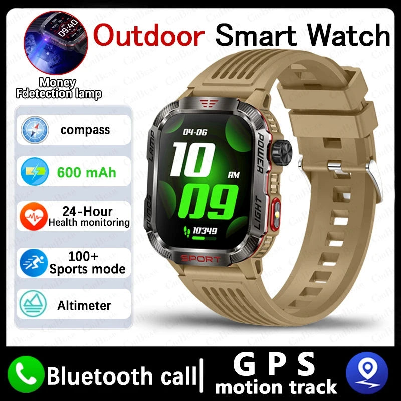Military GPS Smart Watch for Huawei & Xiaomi - Men's Flashlight Compass Waterproof Outdoor Sport Tracker with Bluetooth Call