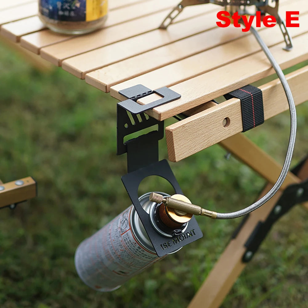 Stainless Steel Gas Canister Hook - Camping Table Stove Tank Hanger Organizer for Outdoor Cooking
