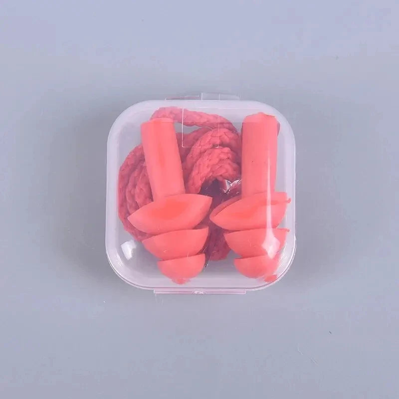 Silicone Swimming Earplugs with Rope - Noise Reduction Sleep Ear Plugs for Diving & Underwater Activities (1 Piece)