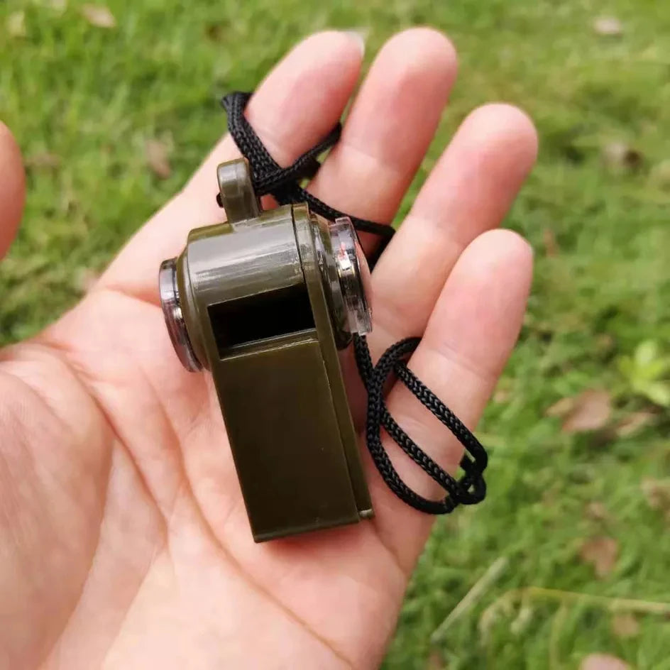 Multi-Function Emergency Whistle - 3-in-1 Survival Tool with Compass & Thermometer for Outdoor Activities