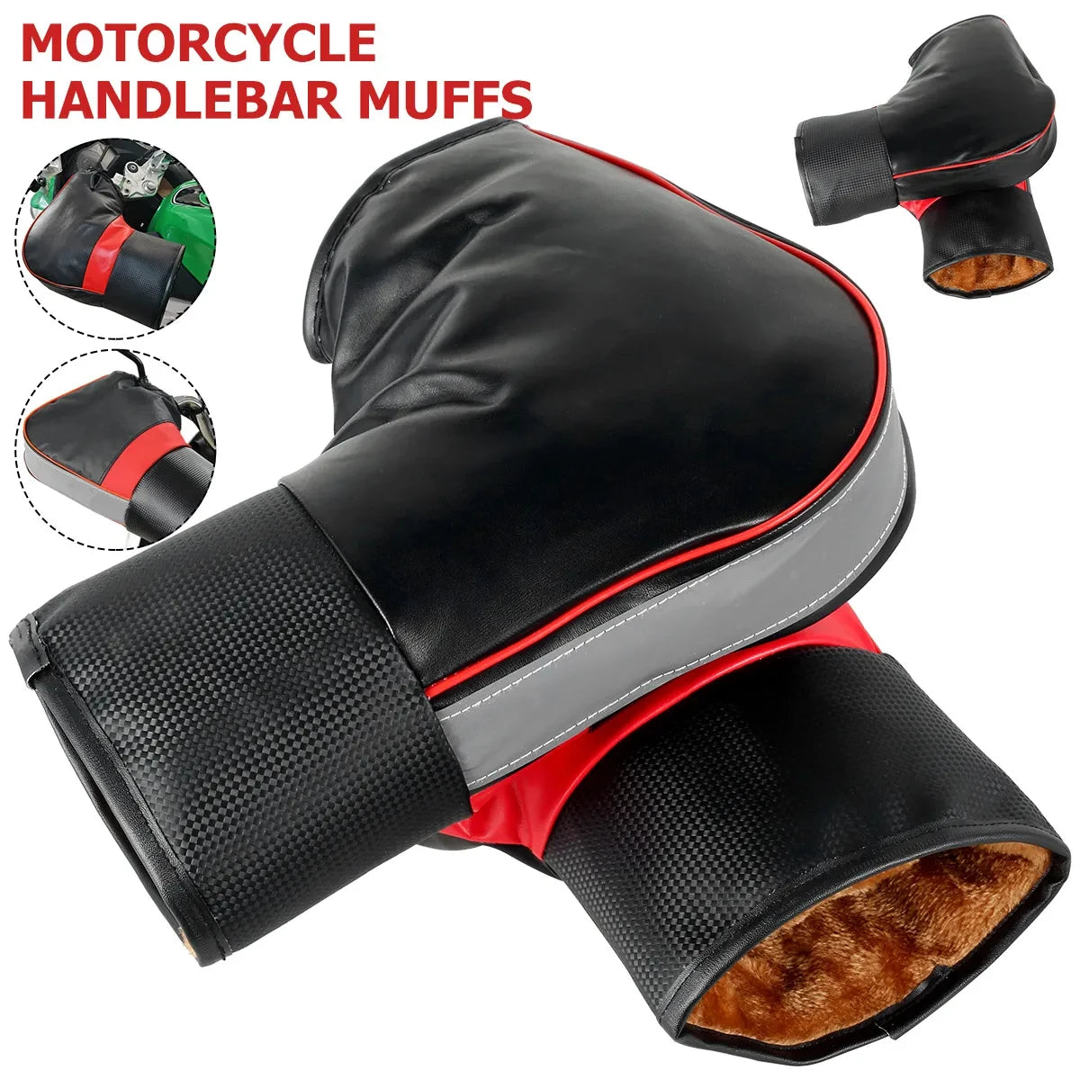 Motorcycle Handlebar Muffs - Thick Warm Rainproof Winter Gloves for Scooter & Motorcycle (1 Pair)