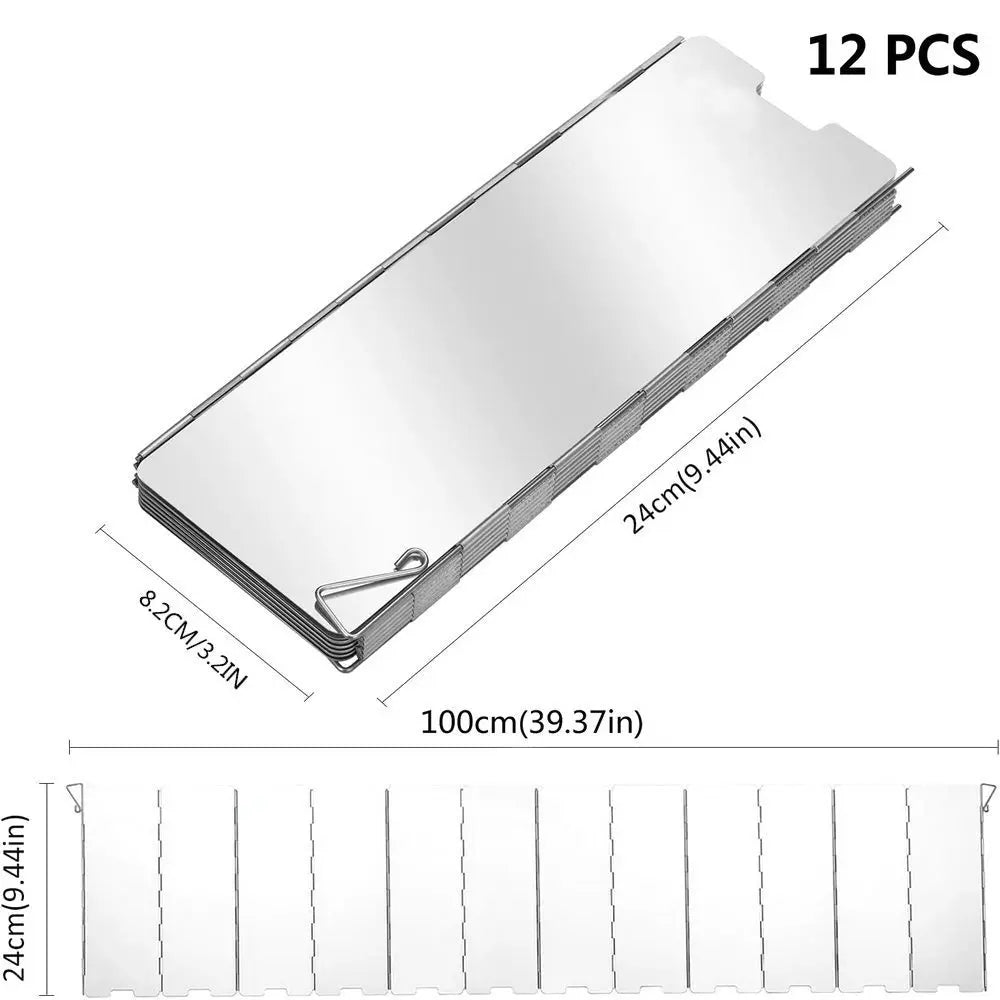 Aluminum Alloy Wind Shield Screen for Gas Stove - Windproof Camping Burner Guard (8/9/10/12/14/16 Plates) - Outdoor Picnic Cooking Accessory