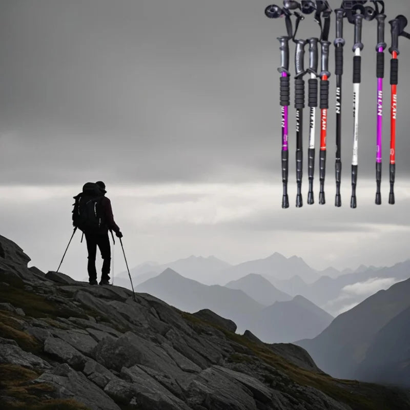 Adjustable Trekking Poles - Lightweight Collapsible Anti-Shock Hiking Sticks for Men and Women