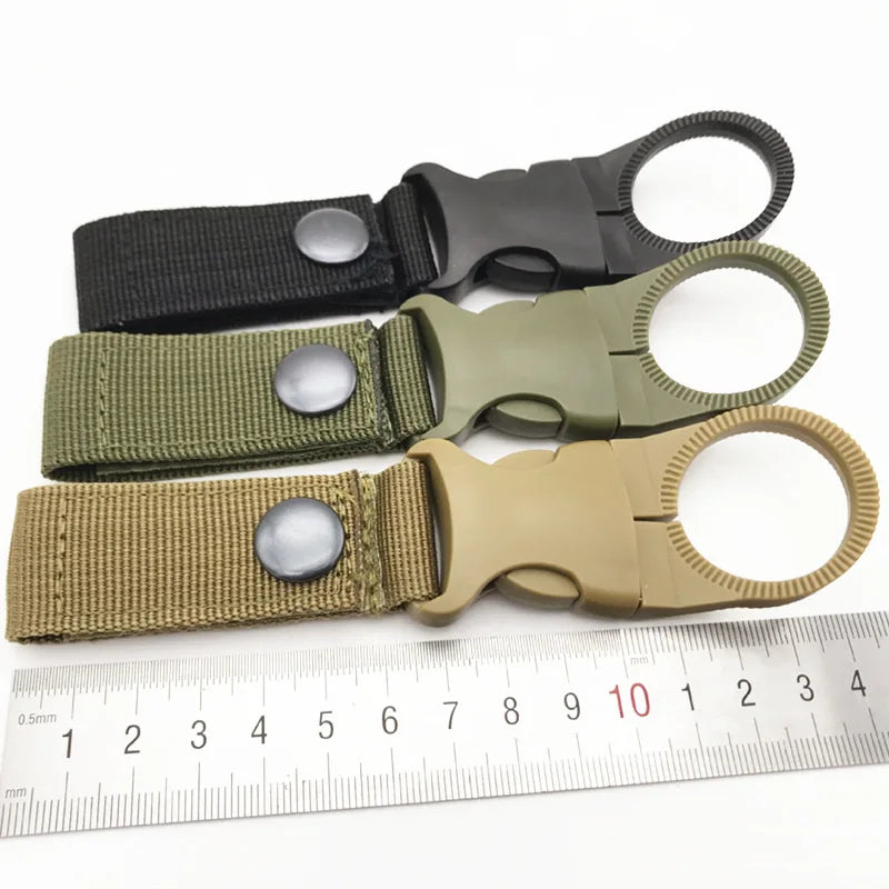 Outdoor Nylon EDC Carabiner Water Bottle Holder - Webbing Buckle Hook Clip for Backpack Belt Camping & Climbing