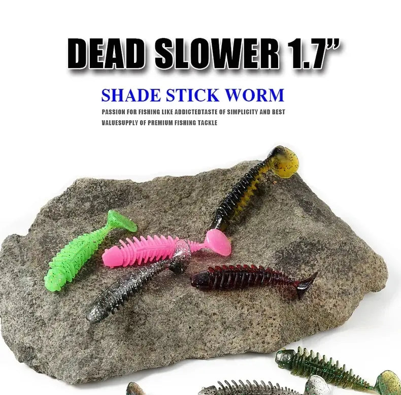 SUNMILE Artificial Soft Bait Fishing Worms - 4cm/0.6g - 20 Piece Set - Rock Fishing Wobblers for Perch, Trout & Bass