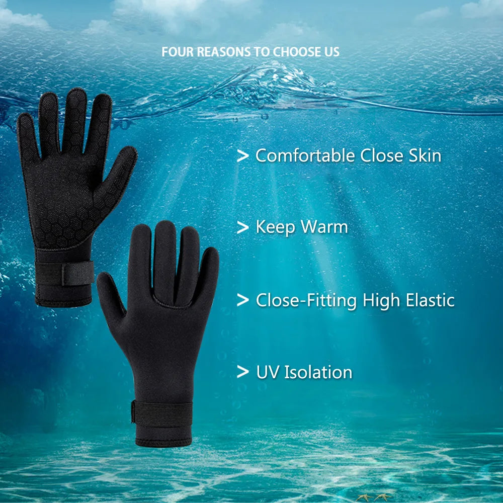 Premium 3mm Neoprene Thermal Gloves - Anti-Slip Water Sports Equipment for Scuba Diving, Surfing, Spearfishing, Swimming, Rafting & Kayaking