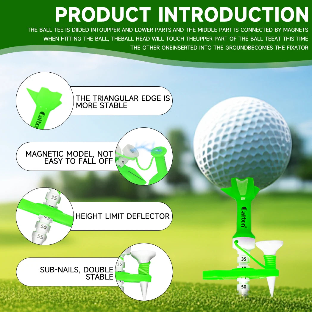 Magnetic Golf Tee Set - Adjustable Height Mother-Child Design | 1-4 Pieces Available | Multifunctional Guide Tees in 4 Color Options