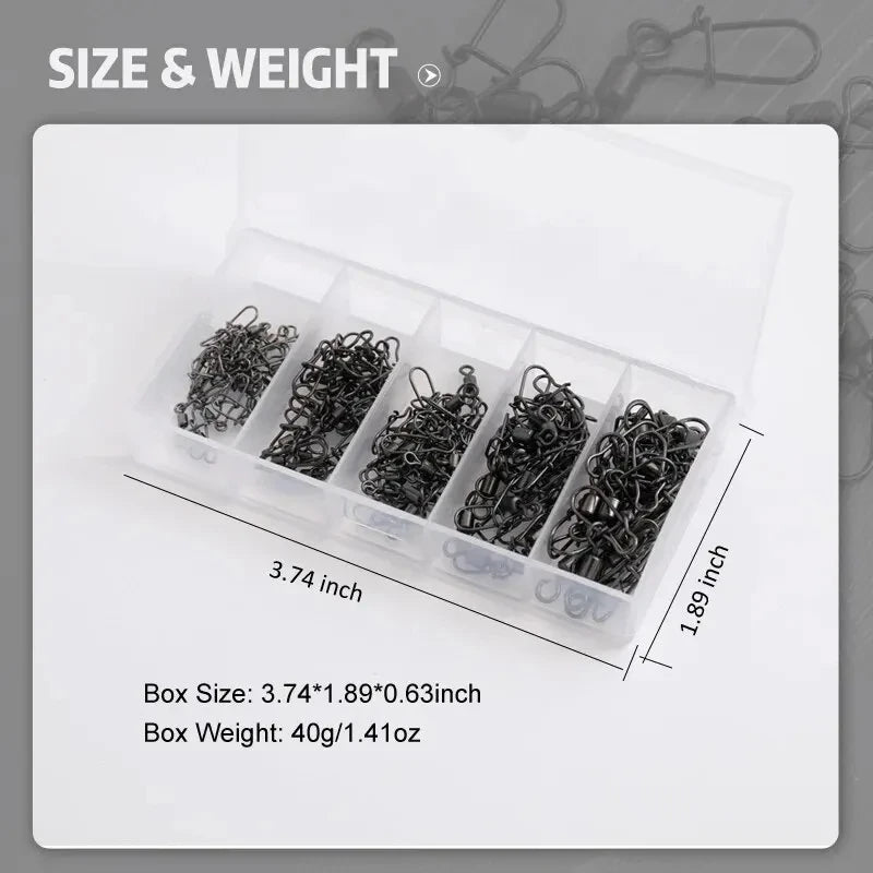 Premium Stainless Steel Fishing Swivel Connectors - 50 Piece Set with Rolling Bearing & Snap Hook for Lure Rigging