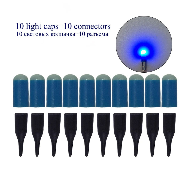 LED Fishing Float Set - 10 Pack Electronic Light-Up Bobbers for Night Fishing (Battery-Free)