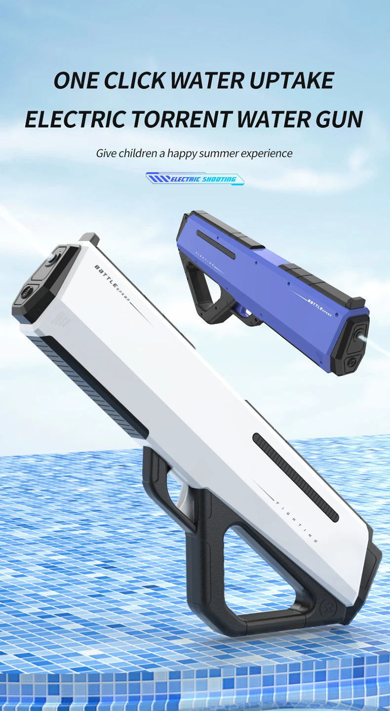 Electric High Pressure Water Gun - Kids Summer Pool Toy for Outdoor Water Fight Games