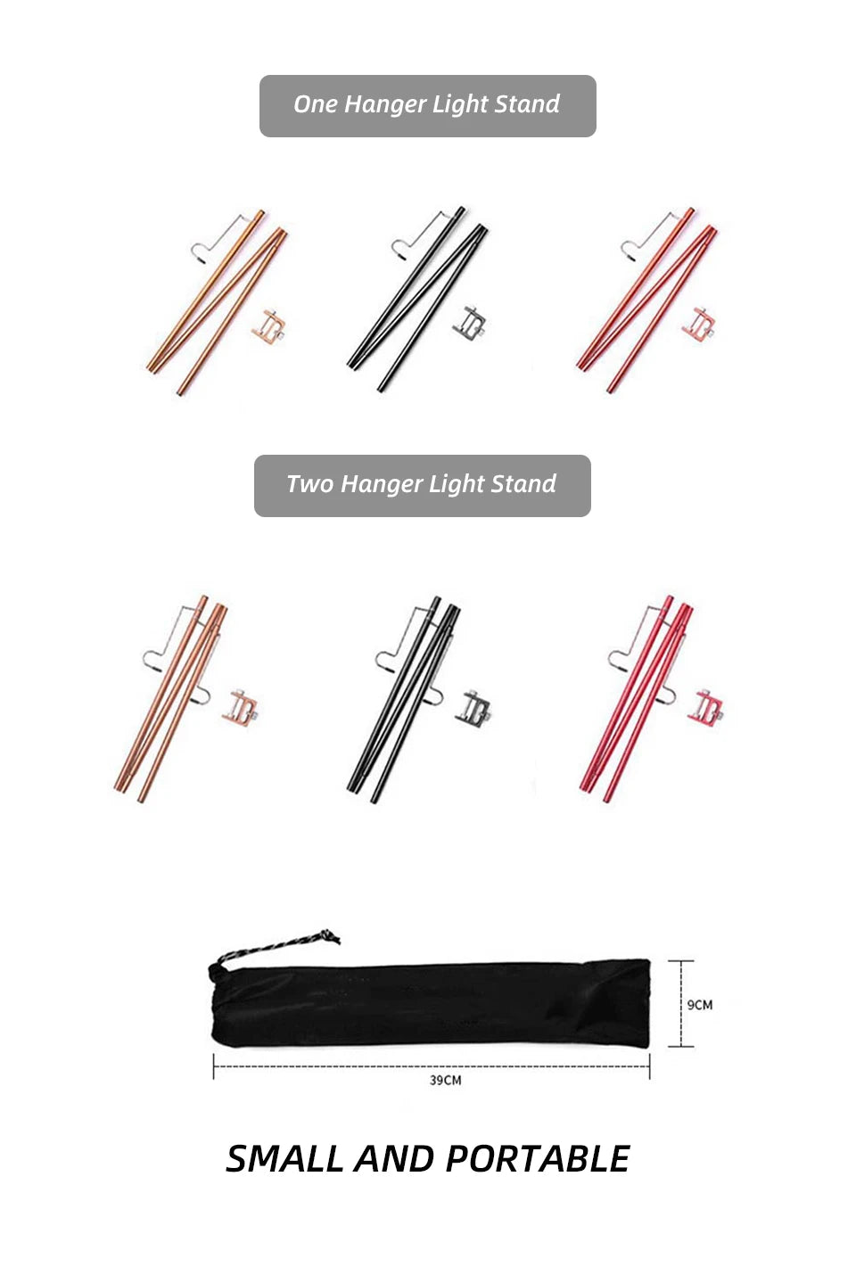 Portable Camping Lantern Stand - Detachable Tabletop Light Holder with Hangers for Hiking & Tourist Equipment