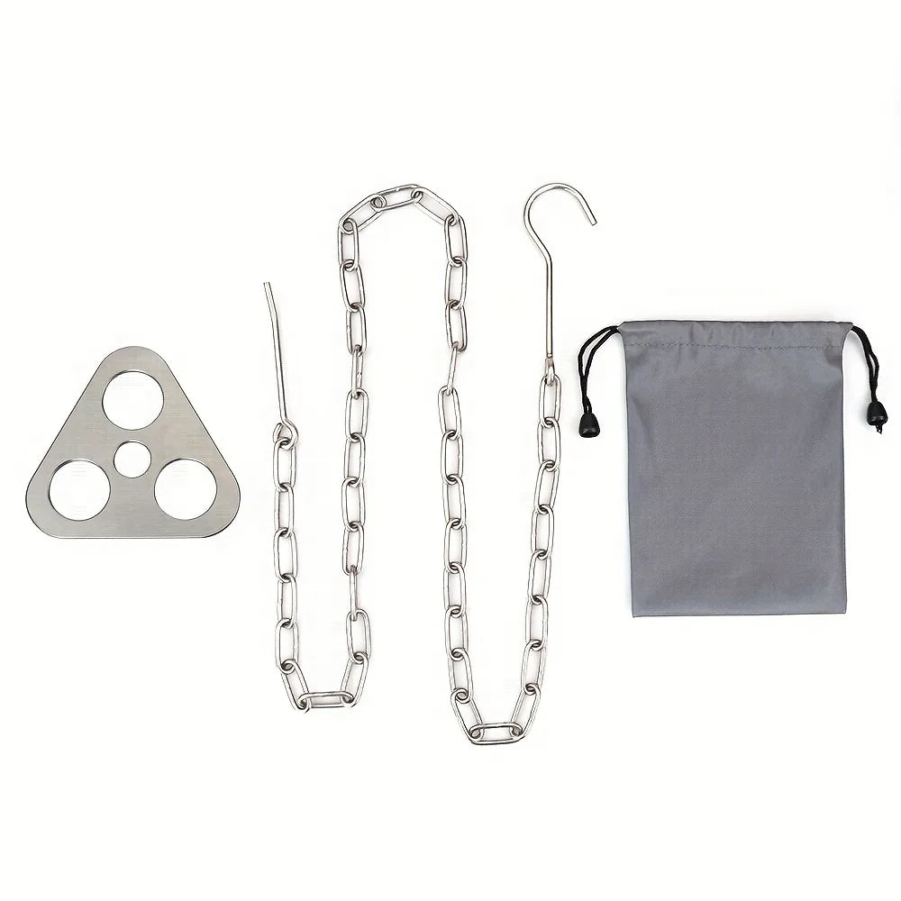 Detachable Outdoor BBQ Tripod with Hanging Rack - Portable Camping Cooking Equipment Set