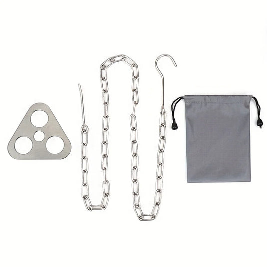 Detachable Outdoor BBQ Tripod with Hanging Rack - Portable Camping Cooking Equipment Set