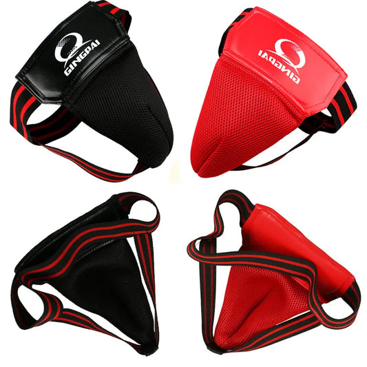 Adult Male MMA Groin Protector - Red & Black Jockstrap for Boxing, Sanda, Taekwondo & Kickboxing Training