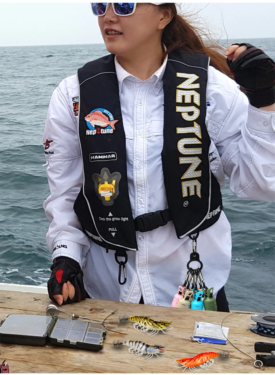 Squid Jig Bait Protector Kit - 6pcs Webfoot Octopus Egi Hook Covers with Carabiner for Cuttlefish Umbrella Lure Fishing Tackle