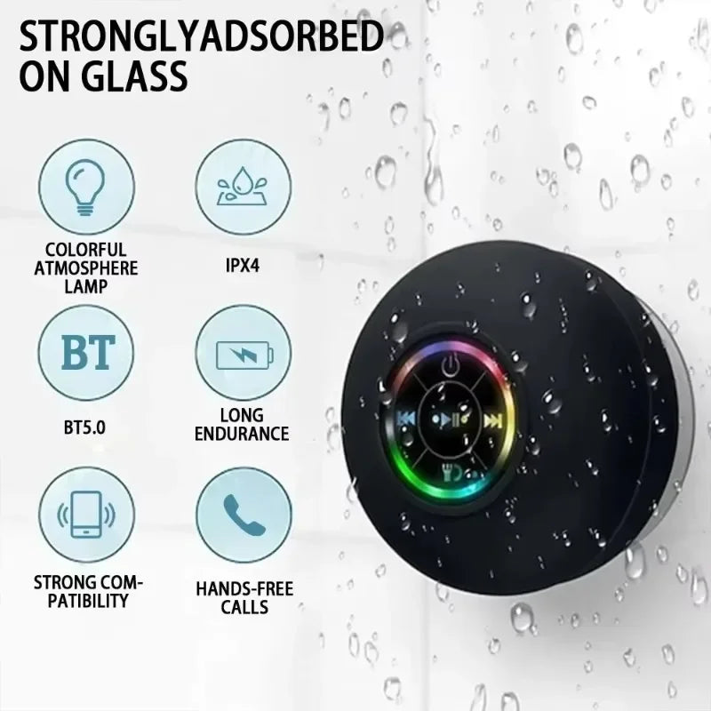 Waterproof Mini Bluetooth Speaker 2025 - Wireless LED Suction Cup Stereo for Bathroom & Outdoor Sports