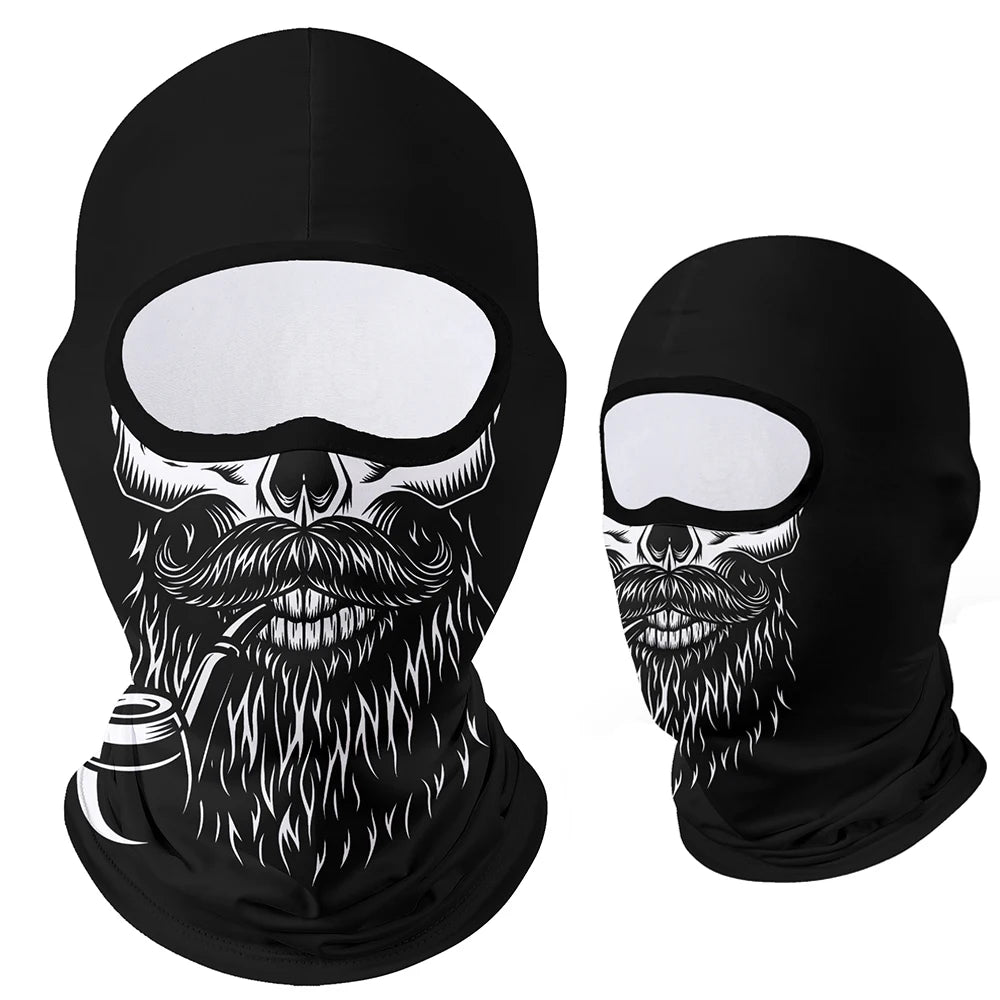 Full Face Balaclava Mask - Breathable Windproof UV Sun Protection - Moto Skull Ghost Clown Design for Summer Spring