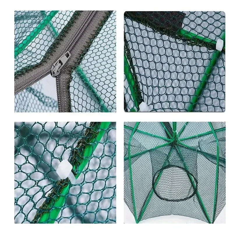 Folding Crayfish Trap - Multi-Purpose Fishing Net for Crab, Shrimp, Smelt & Eels - Casting Tackle Cage